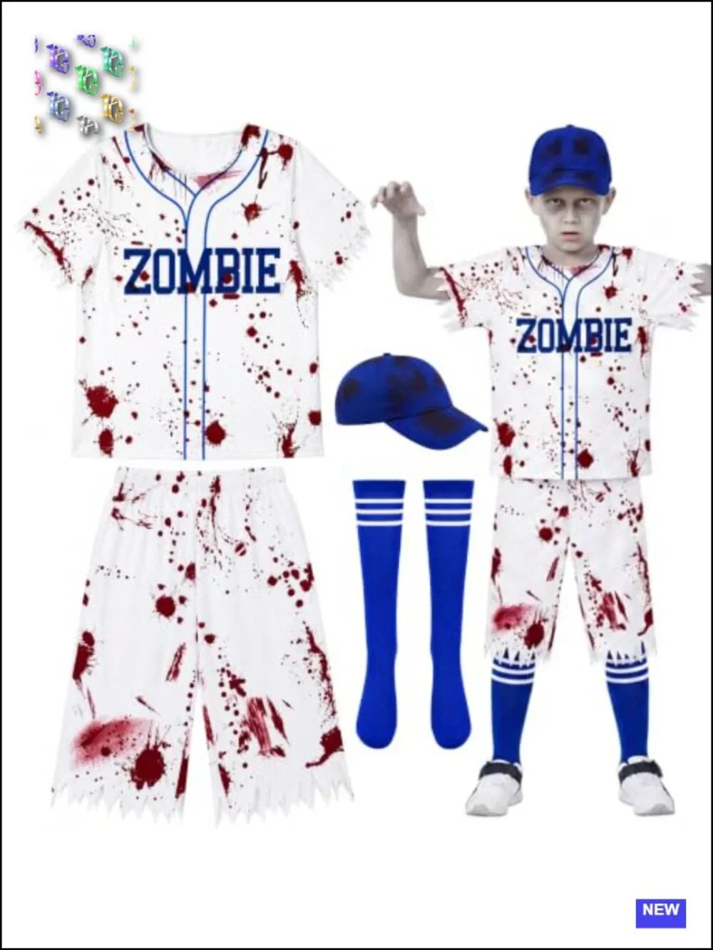 Zombie Baseball Player Halloween Costume for Kids